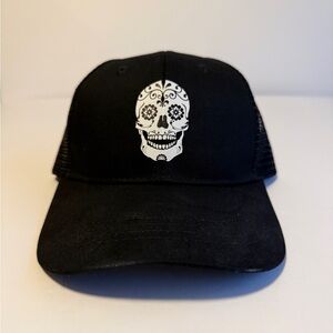 Black Sugar Skull Trucker Hat